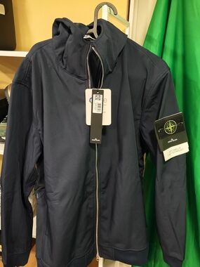 Stone Island Navy Lightweight Hooded Jacket with Badge
